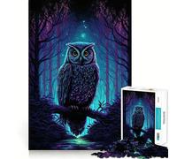 Puzzle da 1000 pezzi "Gufo nella foresta notturna" per ragazzi, gioco intelligente, momento di relax, immagine da assemblare, regalo adorabile (38x52cm)