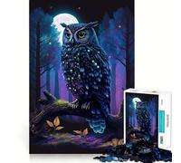 Puzzle da 1000 pezzi "Gufo nella foresta notturna" per ragazzi, stimola la memoria, gioco rilassante, bordi netti, regalo di alta qualità (50x75cm)