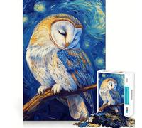 Puzzle da 1000 pezzi "Gufo nella notte stellata" per adulti Puzzle che migliora la memoria, ideale per il relax, con tagli precisi Regalo perfetto per le vacanze (38x26cm)