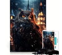Puzzle da 1000 pezzi "Gufo nero di notte" per adolescenti, gioco cognitivo, passatempo rilassante, bordo premium, lista dei desideri di Babbo Natale (50x75cm)