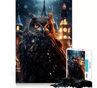 Puzzle da 1000 pezzi "Gufo nero di notte" per adolescenti, gioco cognitivo, passatempo rilassante, bordo premium, lista dei desideri di Babbo Natale (38x52cm)