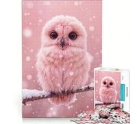 Puzzle da 1000 pezzi Gufo rosa in inverno Gioco rilassante Decompressione intellettuale Collezione d'artista Belle Arti 50x75cm