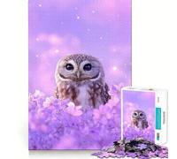 Puzzle da 1000 pezzi "Gufo tra fiori viola" per adolescenti, gioco che stimola la logica e allevia la tensione, con bordi di qualità, ideale come regalo di Babbo Natale (50x75cm)