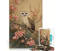 Puzzle da 1000 pezzi "Gufo tra i ciliegi in fiore" in stile vintage, ideale per ragazzi, stimola l'intelletto, è un giocattolo perfetto per tutta la famiglia, un regalo elegante e di qualità (38x26cm)