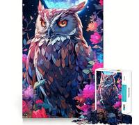 Puzzle da 1000 pezzi "Gufo tra i fiori di notte" per ragazzi, gioco di logica, giocattolo per la casa, divertimento assicurato, taglio preciso, regalo perfetto (50x75cm)