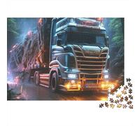 Puzzle da 1000 pezzi "Guida notturna del camion" con camion di grandi dimensioni in montagna di notte, gioco educativo per adulti, bellissima decorazione, sfida di alta difficoltà, 70x50 cm