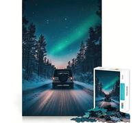 Puzzle da 1000 pezzi "Guida notturna sotto l'aurora boreale" per adulti, gioco per esercitare la mente, divertente e rilassante, da assemblare, regalo premuroso (50x75cm)