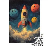 Puzzle Da 1000 Pezzi Happy Smiley Faces Rocket Launch Puzzle Per Adulti Giocattoli Antistress Regali Per Donne Regali Unici Di Compleanno E Altro 70x50cm/1000pcs