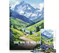 Puzzle da 1000 pezzi "Haute Route Francia e Svizzera" per adolescenti, ideale per un esercizio fisico intelligente, un momento di relax, con bordi precisi e un'ottima idea regalo per Natale (38x26cm)