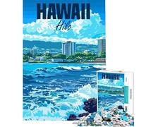 Puzzle da 1000 pezzi Hawaii Hilo City Attività divertenti da fare a casa ma anche un gioco impossibile e divertente per ragazzi dai 14 anni in su (38x26cm)