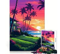 Puzzle da 1000 pezzi Hawaii Pixel Art Oahu Clean Fit Decor Logic Fun Toy Cozy Time Play Christmas Art Piece (38x26cm)