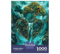 Puzzle Da 1000 Pezzi Heart-Shaped Waterfall Wall Art Puzzle Per Adulti Gioco Pratico Vacanza A Casa Passatempo Natale Compleanno Regali 70x50cm/1000pcs