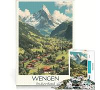 Puzzle da 1000 pezzi Hidden Wengen | 38x26cm Decorazioni artistiche per la casa sfide da completare ideali come regali per tutta la famiglia.