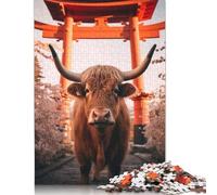 Puzzle da 1000 pezzi "Highland Cow Torii Gate", puzzle colorato, regalo per uomini e bambini dai 12 anni in su, 1000 pezzi (75x50 cm)