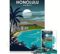 Puzzle da 1000 pezzi Honolulu Hawaii di notte,gioco a incastro senza soluzione di continuità,attività stimolante per la mente,gioco rilassante,divertente,regalo di compleanno,hobby (50x75cm)