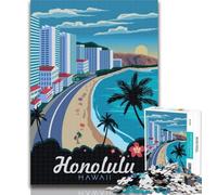 Puzzle da 1000 pezzi Honolulu Hawaii Travel Jigsaw Puzzle da 1000 pezzi per adulti e adolescenti, per età 14+ Gioco impossibile Il miglior regalo per adulti e adolescenti 26x38cm