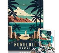 Puzzle da 1000 pezzi Honolulu Hawaii Travel per adulti e ragazzi, difficile da completare ma divertente e umoristico gioco educativo per compleanni 38x26cm