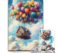 Puzzle da 1000 pezzi "House on A Balloon" per adulti e adolescenti, sfida difficile antistress, migliora l'amore tra coppie, 38x26cm