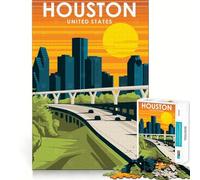 Puzzle da 1000 pezzi Houston Texas Travel Art Flawless Fit Art Creative Skill Toy Rest Time Play Christmas Art Display (38x26cm)