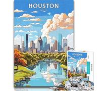 Puzzle da 1000 pezzi Houston Texas Travel Puzzle da 1000 pezzi per adulti, ideale come regalo per tutta la famiglia per ragazzi dai 14 anni in su, 26x38cm