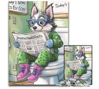 Puzzle da 1000 pezzi Husky Go Toilet, puzzle in legno per adulti, rompicapo e decorazioni per la casa, regalo perfetto per le feste, 50x75CM/19,68x29,52 pollici