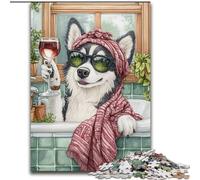 Puzzle da 1000 pezzi "Husky in bagno", puzzle impossibili per adulti, 26x38cm, rompicapo e decorazioni per la casa, regalo perfetto per le feste