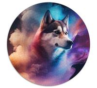 Puzzle da 1000 pezzi Husky Nebula, puzzle rotondo da 1000 pezzi per adulti, design intricato per adolescenti, decorazioni fai da te e divertimento che stimola il cervello, 67,5x67,5 cm.
