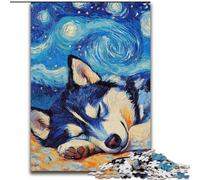 Puzzle da 1000 pezzi Husky Night Sky per adulti e adolescenti, modelli da assemblare, attività divertenti da fare a casa, regalo di compleanno, regali da viaggio (50x75cm)
