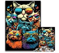 Puzzle da 1000 pezzi "I gatti indossano gli occhiali", per adulti, regalo perfetto per la festa della mamma, compleanni, Natale, 26X38CM/10,23x14,96 pollici.