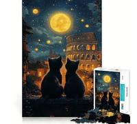 Puzzle da 1000 pezzi "I gatti sotto il Colosseo" con bordi lisci,gioco creativo,ideale per momenti di relax e divertimento,regalo di compleanno (38x26cm)