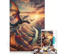 Puzzle da 1000 pezzi "I maestosi draghi del canyon si librano in volo" gioco rompicapo attività per tutta la famiglia con poster e foglio di curiosità abbinati 38x26cm
