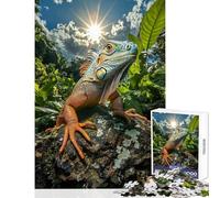 Puzzle da 1000 pezzi - Iguana sulla roccia nella giungla - Gioco rompicapo - Taglio di precisione - Decorazione per la casa - Giocattolo - Regalo di compleanno e unico (50x75cm)