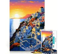 Puzzle da 1000 pezzi "Il bagliore di Santorini,Grecia",taglio perfetto,divertente,gioco di risoluzione dei problemi,gioco gratuito,regalo di Natale artistico (38x26cm)