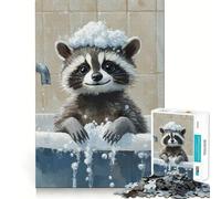 Puzzle da 1000 pezzi "Il bagno del procione" per adulti, gioco di puzzle per esercitare la mente, gioco per rafforzare i legami familiari, taglio di precisione, regalo creativo (50x75cm)