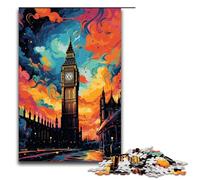 Puzzle da 1000 pezzi Il Big Ben è circondato da schizzi Molti puzzle colorati Puzzle in legno Giochi educativi Decorazione per la casa 75x50 cm