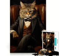 Puzzle da 1000 pezzi "Il capo è un gatto arrabbiato" per adolescenti, gioco di logica stimolante per il relax, bordi chiari, sorpresa di compleanno 50x75cm