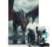 Puzzle da 1000 pezzi "Il cavaliere inginocchiato davanti al drago" per adulti, gioco di logica e relax, ideale come regalo 38x52cm