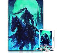 Puzzle da 1000 pezzi "Il cavaliere oscuro a cavallo sotto la luna" per adolescenti, gioco di pensiero logico interattivo, ideale come regalo per occasioni memorabili, dimensioni 38x52cm