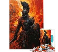 Puzzle da 1000 pezzi "Il Cavaliere Oscuro tra le Fiamme" - Sfida educativa - Giocattolo fai-da-te per ragazzi dai 14 anni in su - Gioco di puzzle (38x26cm)