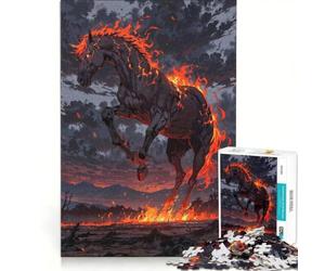 Puzzle da 1000 pezzi "Il Cavallo Oscuro dell'Apocalisse" giocattolo educativo divertente antistress per rafforzare l'amore tra le coppie 38x26cm