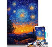 Puzzle da 1000 pezzi "Il cielo notturno di Night Sky" per adulti e ragazzi, difficile da completare ma divertente e umoristico, con poster abbinato e foglio di quiz (38x26cm)