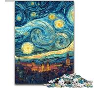 Puzzle da 1000 pezzi "Il cielo notturno di Van Gogh" in legno,idea regalo per le feste,opera d'arte umoristica,opera d'arte dettagliata,50X75cm,ideale come regalo di compleanno,festa,Natale,Halloween