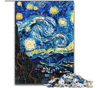 Puzzle da 1000 pezzi "Il cielo notturno di Van Gogh" per adulti e ragazzi, giochi educativi fai da te con poster abbinato e foglio di quiz per età 14+ (50x75cm)