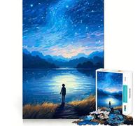 Puzzle da 1000 pezzi "Il cielo stellato" di Van Gogh,divertente per allenare la mente,con incastri precisi e senza spazi vuoti,ideale per rafforzare i legami affettivi (38x52cm)