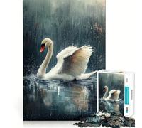 Puzzle da 1000 pezzi "Il cigno sotto la pioggia" per ragazzi, gioco di puzzle e stimolazione mentale, passatempo rilassante, taglio preciso, regalo delizioso 38x52cm