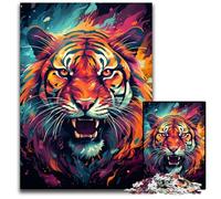 Puzzle da 1000 pezzi Il colorato e psichedelico Re degli Animali Puzzle in legno per adulti adolescenti Coppie e amici per compleanni Natale 1000 pezzi (75x50cm)