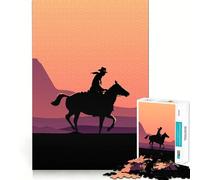 Puzzle da 1000 pezzi "Il cowboy al tramonto" per adolescenti, gioco per allenare la mente, rilassante, artistico, da assemblare, regalo premuroso 38x26cm