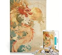 Puzzle da 1000 pezzi "Il Drago dello Zodiaco Giapponese" gioco rompicapo decorazione per la casa con pezzi di forma casuale completamente ad incastro 38x26cm