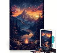 Puzzle da 1000 pezzi "Il falò in montagna" per adolescenti, gioco rompicapo per attività domestiche, taglio premium, articolo da sogno di Babbo Natale 38x52cm