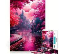 Puzzle da 1000 pezzi "Il fiume dei ciliegi in fiore" per ragazzi, gioco di logica e abilità, antistress, taglio preciso, regalo perfetto 38x52cm
